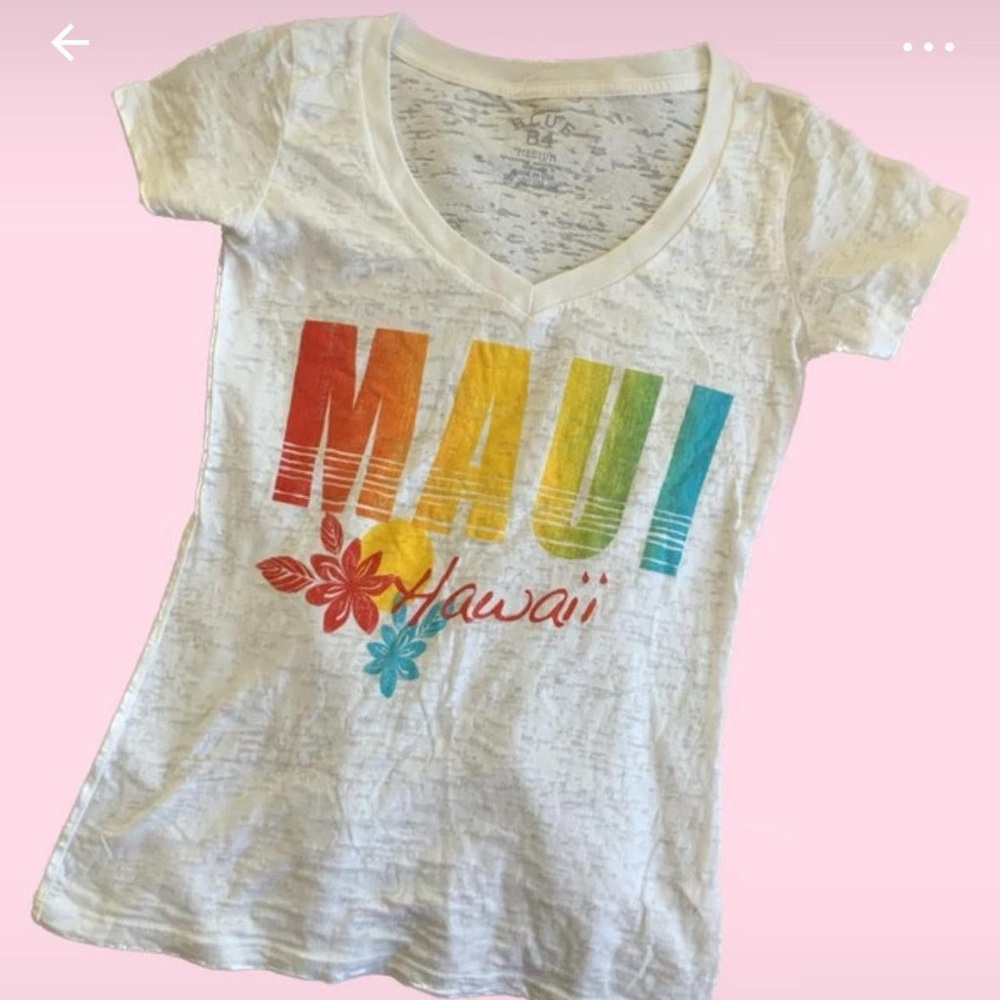 Blue 84 Maui Hawaii T-Shirt - White with Rainbow Print